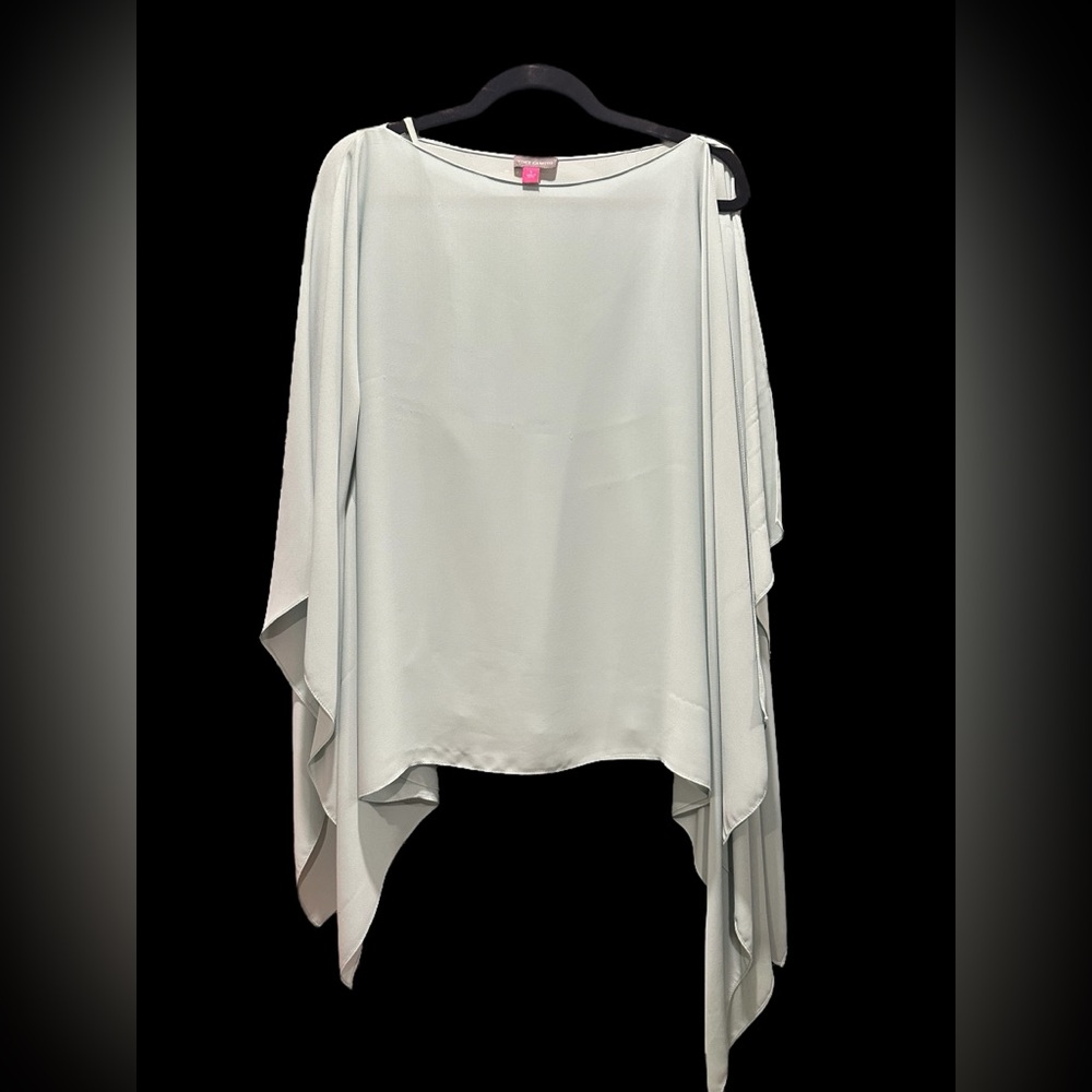 elegant powder blue flowing off the shoulder blouse